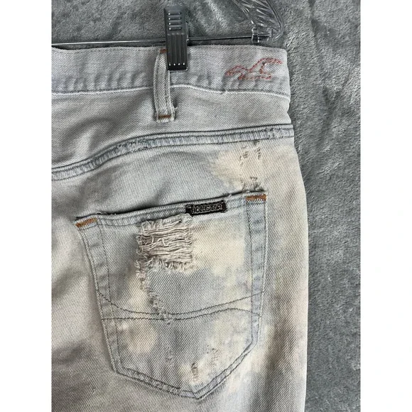 Vintage Y2K Hollister Low Rise Bootcut Mens Jeans 34x32 Thrashed Destroyed Baggy